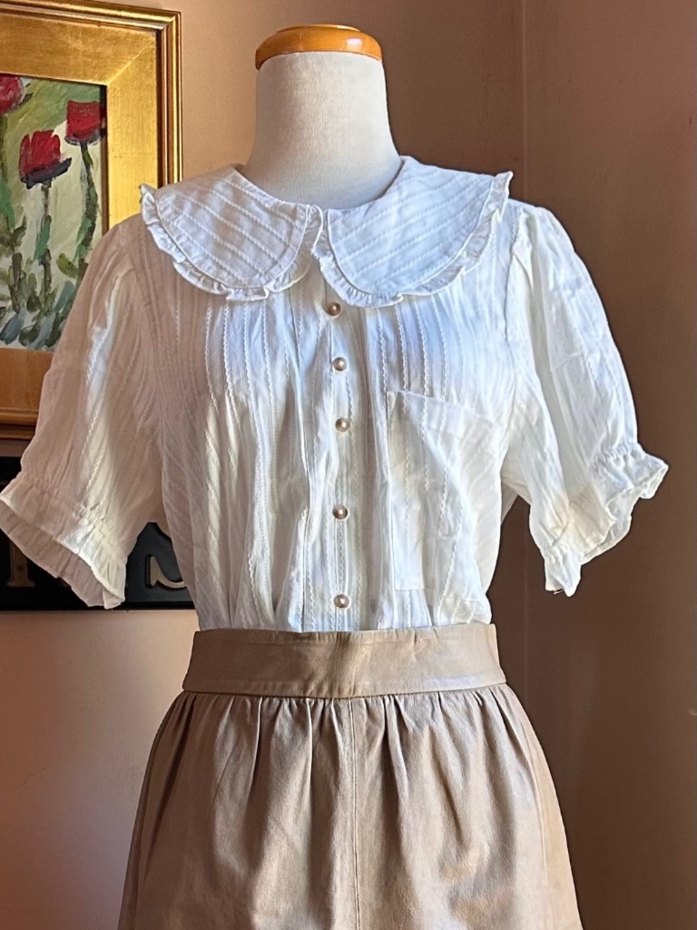 NWT Anthropologie Pilcro White Button Up Blouse w/Peter Pan Collar